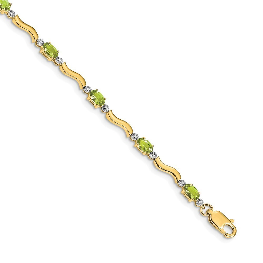 14k Yellow Gold Fancy Diamond & Peridot Bracelet